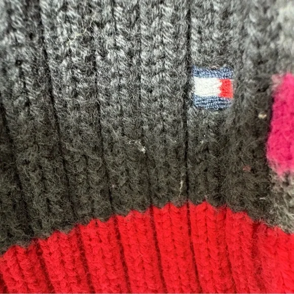 Tommy Hilfiger Japan Sweater L, Stripe Rings, rib knit, Y2K Shrunken Logo, 2000s - Picture 6 of 14